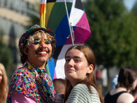 Thousands of people take part in the annual traditional LGBTQ CSD demonstration in Dortmund, Germany, on September 14, 2024. (