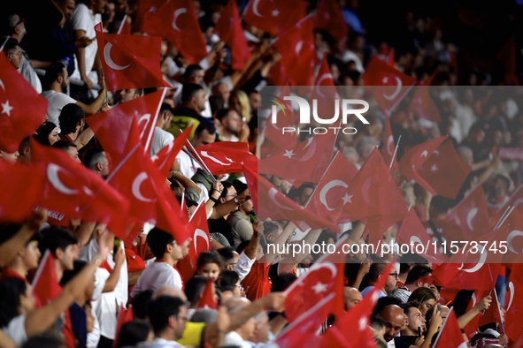 Turkey fans   during the UEFA Nations League 2024/25 League B Group B4 match between Turkiye and Iceland at Gursel Aksel Stadium on Septembe...