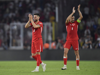 Okay Yokuslu and Merih Demiral of Turkey  during the UEFA Nations League 2024/25 League B Group B4 match between Turkiye and Iceland at Gurs...