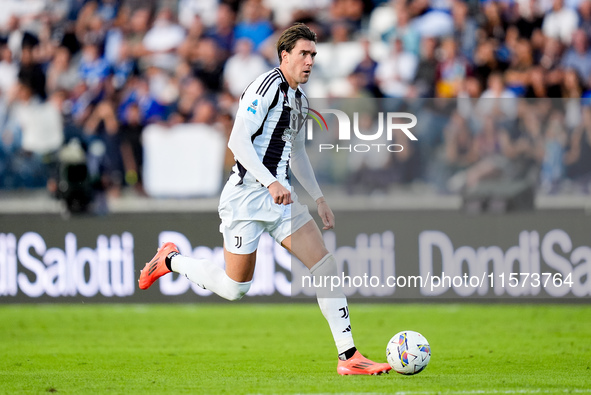 Dusan Vlahovic of Juventus FC during the Serie A Enilive match between Empoli FC and Juventus FC at Stadio Carlo Castellani on September 14,...