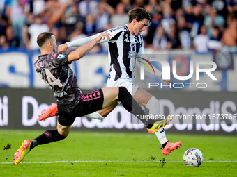 Dusan Vlahovic of Juventus FC misses to score first goal during the Serie A Enilive match between Empoli FC and Juventus FC at Stadio Carlo...