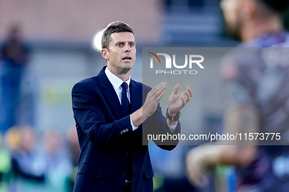 Thiago Motta head coach of Juventus FC gestures during the Serie A Enilive match between Empoli FC and Juventus FC at Stadio Carlo Castellan...