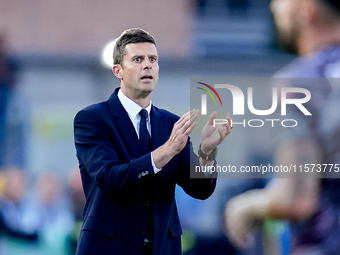 Thiago Motta head coach of Juventus FC gestures during the Serie A Enilive match between Empoli FC and Juventus FC at Stadio Carlo Castellan...