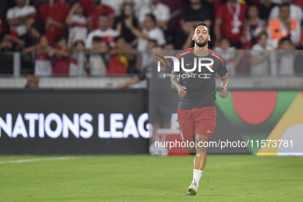 Hakan Calhanoglu of Turkey  during the UEFA Nations League 2024/25 League B Group B4 match between Turkiye and Iceland at Gursel Aksel Stadi...