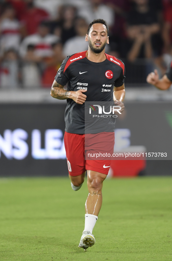 Hakan Calhanoglu of Turkey  during the UEFA Nations League 2024/25 League B Group B4 match between Turkiye and Iceland at Gursel Aksel Stadi...