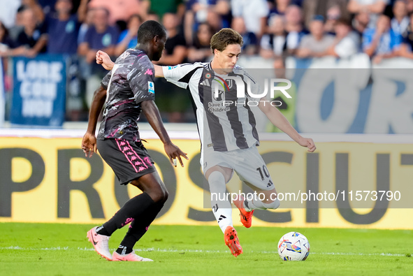 Kenan Yıldız of Juventus FC during the Serie A Enilive match between Empoli FC and Juventus FC at Stadio Carlo Castellani on September 14, 2...