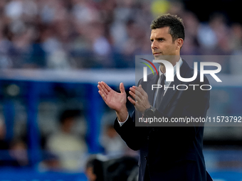 Thiago Motta head coach of Juventus FC gestures during the Serie A Enilive match between Empoli FC and Juventus FC at Stadio Carlo Castellan...