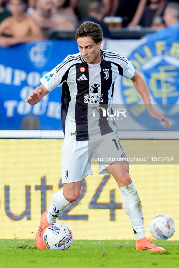 Kenan Yıldız of Juventus FC during the Serie A Enilive match between Empoli FC and Juventus FC at Stadio Carlo Castellani on September 14, 2...