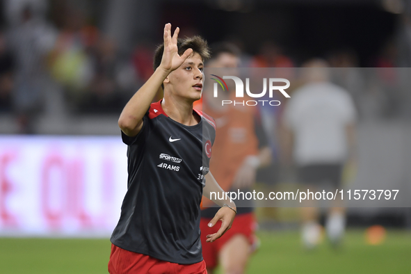 Arda Guler of Turkey    during the UEFA Nations League 2024/25 League B Group B4 match between Turkiye and Iceland at Gursel Aksel Stadium o...