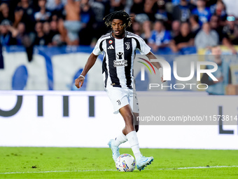 Samuel Mbangula of Juventus FC in action during the Serie A Enilive match between Empoli FC and Juventus FC at Stadio Carlo Castellani on Se...