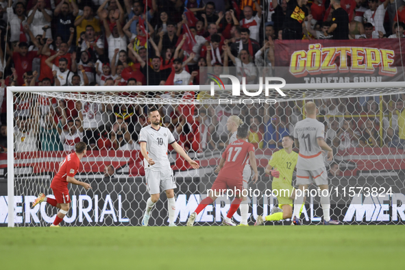 Kerem Akturkoglu of Turkey celebrates after scoring  during the UEFA Nations League 2024/25 League B Group B4 match between Turkiye and Icel...