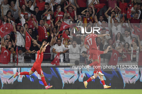 Kerem Akturkoglu of Turkey celebrates after scoring  during the UEFA Nations League 2024/25 League B Group B4 match between Turkiye and Icel...