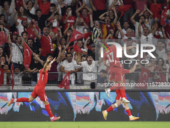 Kerem Akturkoglu of Turkey celebrates after scoring  during the UEFA Nations League 2024/25 League B Group B4 match between Turkiye and Icel...