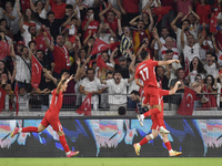 Kerem Akturkoglu of Turkey celebrates after scoring  during the UEFA Nations League 2024/25 League B Group B4 match between Turkiye and Icel...