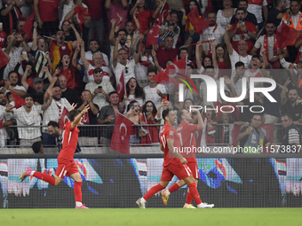 Kerem Akturkoglu of Turkey celebrates after scoring  during the UEFA Nations League 2024/25 League B Group B4 match between Turkiye and Icel...