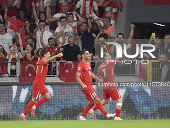 Kerem Akturkoglu of Turkey celebrates after scoring  during the UEFA Nations League 2024/25 League B Group B4 match between Turkiye and Icel...