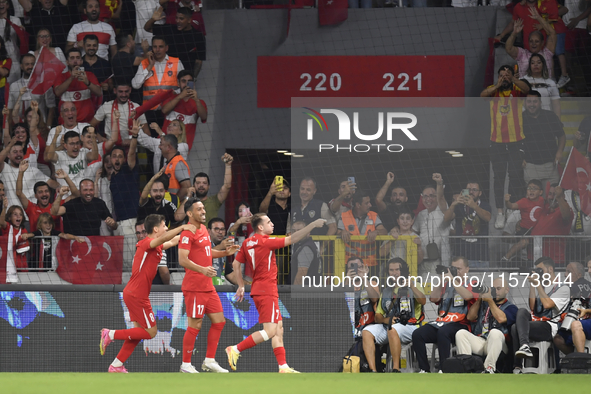 Kerem Akturkoglu of Turkey celebrates after scoring  during the UEFA Nations League 2024/25 League B Group B4 match between Turkiye and Icel...