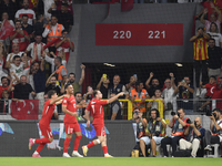 Kerem Akturkoglu of Turkey celebrates after scoring  during the UEFA Nations League 2024/25 League B Group B4 match between Turkiye and Icel...