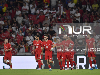 Kerem Akturkoglu of Turkey celebrates after scoring  during the UEFA Nations League 2024/25 League B Group B4 match between Turkiye and Icel...