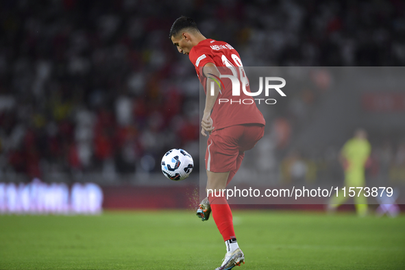 Mert Muldur of Turkey  during the UEFA Nations League 2024/25 League B Group B4 match between Turkiye and Iceland at Gursel Aksel Stadium on...