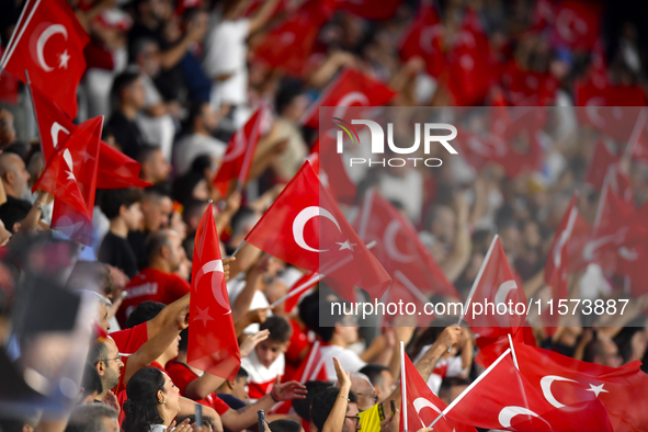 Turkey fans  during the UEFA Nations League 2024/25 League B Group B4 match between Turkiye and Iceland at Gursel Aksel Stadium on September...