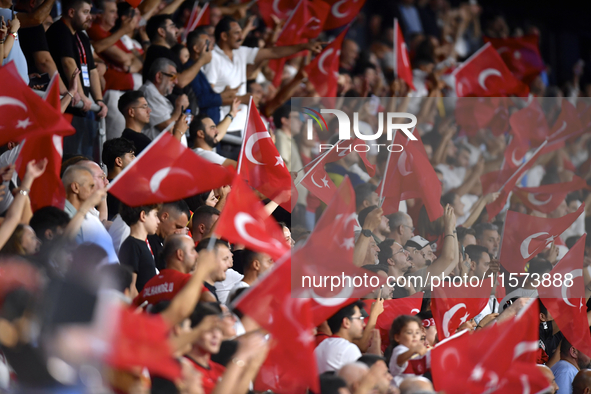 Turkey fans  during the UEFA Nations League 2024/25 League B Group B4 match between Turkiye and Iceland at Gursel Aksel Stadium on September...