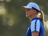 GAINESVILLE, VIRGINIA - SEPTEMBER 14: Maja Stark of Team Europe waits on the third green during Day Two of the Solheim Cup at Robert Trent J...