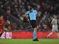 Referee Enea Jorgji in action  during the UEFA Nations League 2024/25 League B Group B4 match between Turkiye and Iceland at Gursel Aksel St...