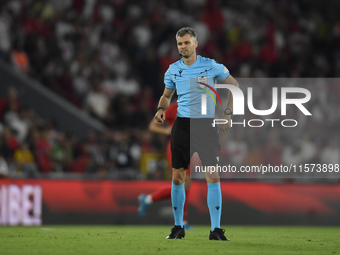 Referee Enea Jorgji in action  during the UEFA Nations League 2024/25 League B Group B4 match between Turkiye and Iceland at Gursel Aksel St...