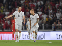 Gylfi Sigurdsson and Jon Dagur Thorsteinsson of Iceland   during the UEFA Nations League 2024/25 League B Group B4 match between Turkiye and...