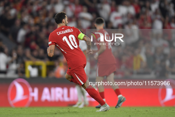 Hakan Calhanoglu of Turkey  during the UEFA Nations League 2024/25 League B Group B4 match between Turkiye and Iceland at Gursel Aksel Stadi...