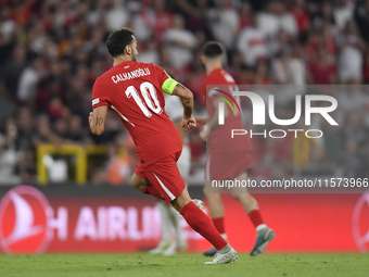 Hakan Calhanoglu of Turkey  during the UEFA Nations League 2024/25 League B Group B4 match between Turkiye and Iceland at Gursel Aksel Stadi...