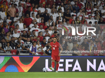 Hakan Calhanoglu of Turkey  during the UEFA Nations League 2024/25 League B Group B4 match between Turkiye and Iceland at Gursel Aksel Stadi...