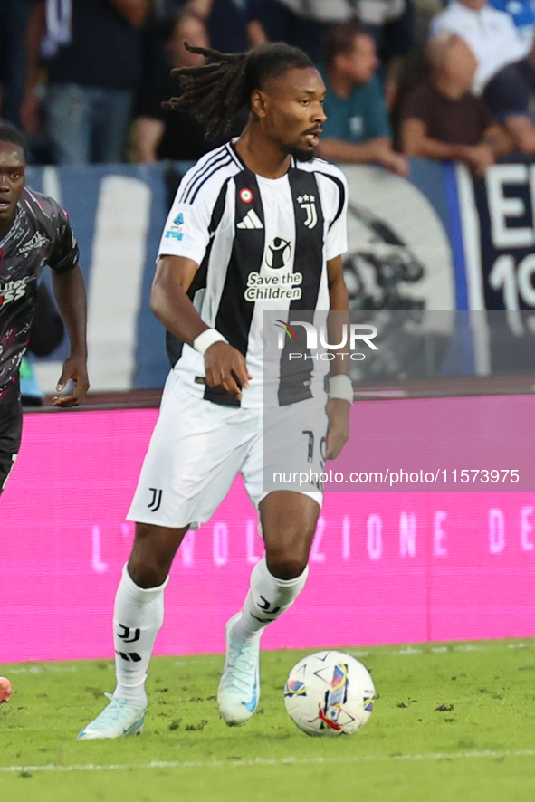 Khephren Thuram of Juventus FC controls the ball during the Serie A match between Empoli FC and Juventus FC in Empoli, Italy, on September 1...