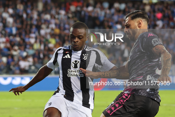 Pierre Kalulu of Juventus FC controls the ball during the Serie A match between Empoli FC and Juventus FC in Empoli, Italy, on September 14,...