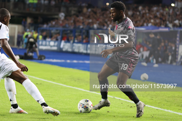 Emmanuel Ekong of Empoli FC controls the ball during the Serie A match between Empoli FC and Juventus FC in Empoli, Italy, on September 14,...