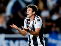 Andrea Cambiaso of Juventus FC reacts during the Serie A Enilive match between Empoli FC and Juventus FC at Stadio Carlo Castellani on Septe...