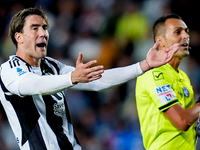 Dusan Vlahovic of Juventus FC reacts during the Serie A Enilive match between Empoli FC and Juventus FC at Stadio Carlo Castellani on Septem...