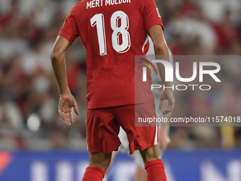 Mert Muldur of Turkey  during the UEFA Nations League 2024/25 League B Group B4 match between Turkiye and Iceland at Gursel Aksel Stadium on...