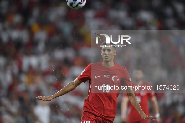 Mert Muldur of Turkey  during the UEFA Nations League 2024/25 League B Group B4 match between Turkiye and Iceland at Gursel Aksel Stadium on...