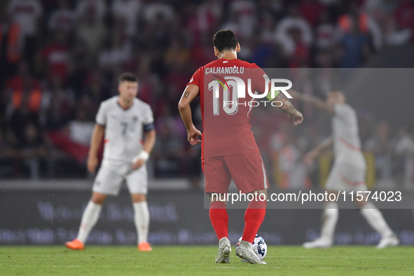 Hakan Calhanoglu of Turkey  during the UEFA Nations League 2024/25 League B Group B4 match between Turkiye and Iceland at Gursel Aksel Stadi...