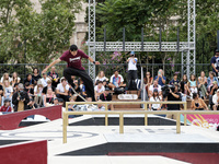 Jhank Gonzalez Ortiz performs during the Street Skateboarding World Championship in Rome, Italy, on September 14, 2024. (