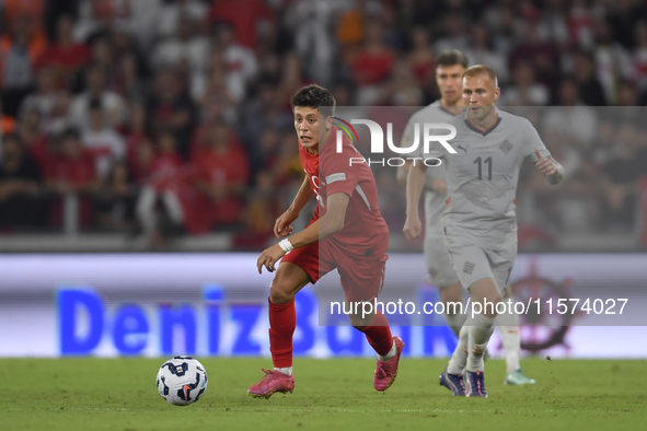 Arda Guler of Turkey    during the UEFA Nations League 2024/25 League B Group B4 match between Turkiye and Iceland at Gursel Aksel Stadium o...