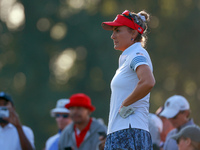 GAINESVILLE, VIRGINIA - SEPTEMBER 14: Lexi Thompson of the United States waits on the 3rd green during Day Two of the Solheim Cup at Robert...