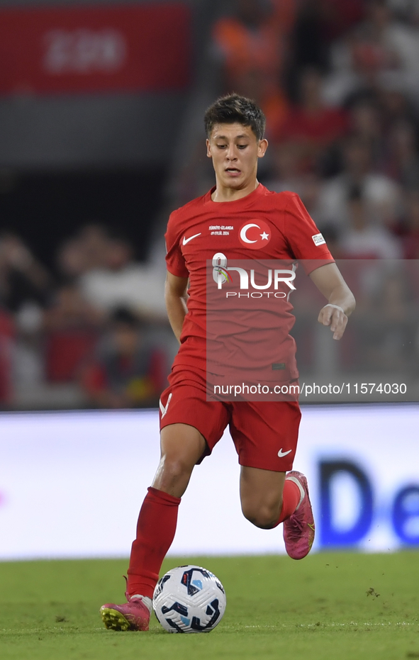 Arda Guler of Turkey    during the UEFA Nations League 2024/25 League B Group B4 match between Turkiye and Iceland at Gursel Aksel Stadium o...