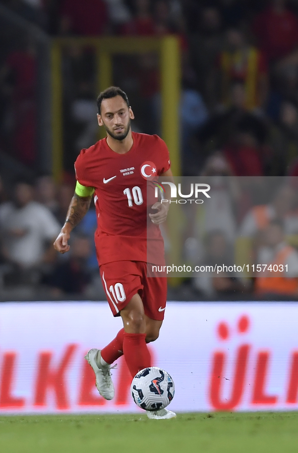 Hakan Calhanoglu of Turkey  during the UEFA Nations League 2024/25 League B Group B4 match between Turkiye and Iceland at Gursel Aksel Stadi...