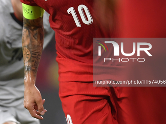 Hakan Calhanoglu of Turkey  during the UEFA Nations League 2024/25 League B Group B4 match between Turkiye and Iceland at Gursel Aksel Stadi...