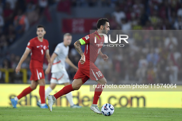 Hakan Calhanoglu of Turkey  during the UEFA Nations League 2024/25 League B Group B4 match between Turkiye and Iceland at Gursel Aksel Stadi...