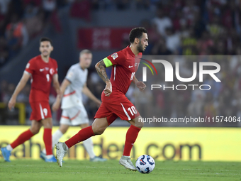 Hakan Calhanoglu of Turkey  during the UEFA Nations League 2024/25 League B Group B4 match between Turkiye and Iceland at Gursel Aksel Stadi...