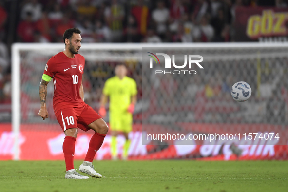 Hakan Calhanoglu of Turkey  during the UEFA Nations League 2024/25 League B Group B4 match between Turkiye and Iceland at Gursel Aksel Stadi...